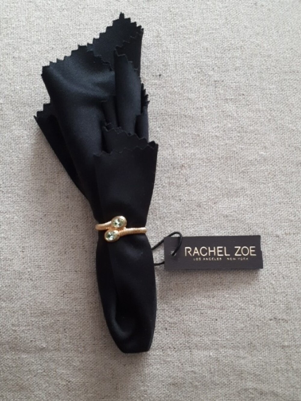 Rachel Zoe Gold Plated Green Double Stone Ring